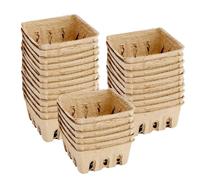 Natural Pulp Vented Basket - Recyclable Produce Tray For Vegetables, Organic Fruit, And Garden Harvest | Mini Crate Farm Stand Display, Fridge Storage, Party Prep, Or Gift Packaging Pack Of 30