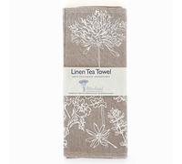 Natural Pure Linen Tea Towel. This beautiful, hand printed tea towel features garden flowers. Machine Washable At 40 degrees and will compliment your kitchen decor perfectly. Size 70 x 46cm