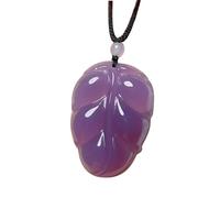 Natural Purple Chalcedony Leaf Pendant Necklace with Lanyard