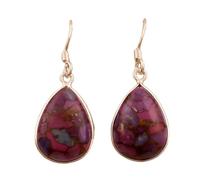 Natural Purple Copper Turquoise Gemstone Dangle Earring 3.5x1.5mm | Made in 925 Sterling Silver, Silver Plated |pear Shape Stone, Smooth Minimlist Style Dangle |LK_RDG_00163