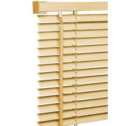 Natural PVC Wood grain Effect Venetian blinds - Metal Headrail & Fittings - 25mm Thin slats Trimmable Easy fit - window Treatment Shutters - Home Offices Blind (Width 240cm x Drop 150cm)