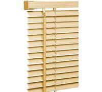 Natural PVC Wood grain Effect Venetian blinds - Metal Headrail & Fittings - 25mm Thin slats Trimmable Easy fit - window Treatment Shutters - Home Offices Blind (Width 195cm x Drop 213cm)