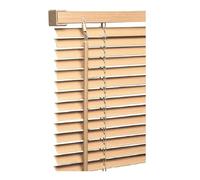 Natural PVC Wood grain Effect Venetian blinds - Metal Headrail & Fittings - 25mm Thin slats Trimmable Easy fit - window Treatment Shutters - Home Offices Blind (Width 210cm x Drop 213cm)