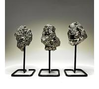 Natural Pyrite Crystal Cluster on Metal Stand Peru Pyrite Geode Cluster Raw Pyrite Rough Pyrite Fool's Gold Crystal Mineral Specimen Home Office Decor Gift