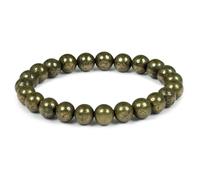 Natural Pyrite Gemstone Bracelet for Men & Women - Reiki Healing Chakra Energy Jewelry - 8mm Golden Crystal Beads for Prosperity Wealth Abundance - Spiritual Gift with Elegant Box