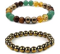 Natural Pyrite & Multi Gemstone Bracelet Set, 8mm Round Beaded Stretch Bracelets for Women & Men, Crystal Jewelry for Meditation, Yoga, Mindfulness, Everyday Wear, Gift Set
