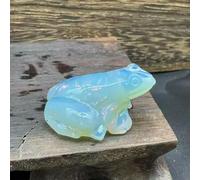 Natural Quartz Crystal Fortune Frog Handcrafted Animal Statue Froggy Decor-White Opal Stone