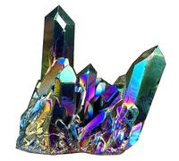Natural Quartz Crystal Rainbow Titanium Cluster Mineral Stones