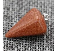 Natural Quartz Crystal Stone Pendant Pendulum Necklace -14#Sands Red