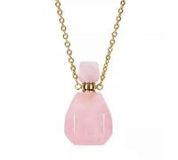 Natural Quartz Perfume Bottles Essential Oil Bottle Pendant Stone-10pcs-Rose Quartz