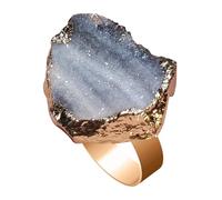 Natural Quartz Stone Ring | Ring Purple Crystal Purple - Handmade Boho Jewelry, Spiritual Energy Ornament, Rare Fashion Accessory Gift For Wedding Christmas New Years H, Se référer au