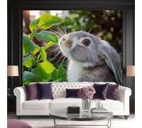 Natural Rabbit Garden Wallpaper, 300 x 210(WxH) Multicolor Textured Wall Paper Roll for Bedroom & Hallway, Professional Grade Feature Wall Decor, Effortless Style Transformation