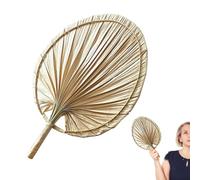 Natural Raffia Hand Fan - Lightweight Raffia Hand Fan, Decorative Palm Leaff Hand Fan | Natural Raffia Buri Hand Fans with Handle, Leaff Fan Summer Cooling Supplies for Home Wall Decor Camping Favors