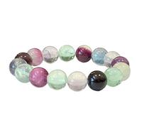 natural rainbow fluorite gemstone 12mm|round shape smooth cut stone |7.5 inch|multicolor color stone |energy stretch bracelet | healing wristband | handmade jewelry | LK_WOSB_00857LK_WOSB_00857