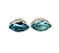 natural rare blue topaz gemstone stud earring 11mm | made in 925 sterling silver,silver plated | marquise shape plated, faceted solitaire stud, minimlist style |LK_VSTD_0673