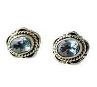 natural rare blue topaz gemstone stud earring 11x9mm | made in 925 sterling silver,silver plated | oval shape plated, faceted solitaire stud, minimlist style for unisex |LK_VSTD_0830