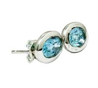 natural rare blue topaz gemstone stud earring 12x9mm | made in 925 sterling silver,silver plated | oval shape plated, faceted solitaire stud, minimlist style for unisex |LK_VSTD_0704