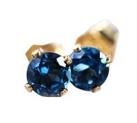 natural rare blue topaz gemstone stud earring 3mm | made in 925 sterling silver,gold plated | round shape plated, faceted solitaire stud, minimlist style for unisex |LK_VSTD_0958