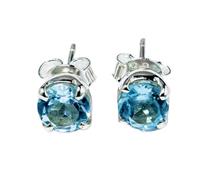 natural rare blue topaz gemstone stud earring 6mm | made in 925 sterling silver,silver plated | round shape plated, faceted solitaire stud, minimlist style for unisex |LK_VSTD_0701