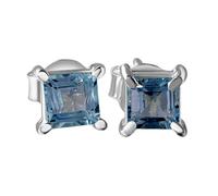 natural rare blue topaz gemstone stud earring 7mm | made in 925 sterling silver,silver plated | cushion shape plated, faceted solitaire stud, minimlist style for unisex |LK_VSTD_0719