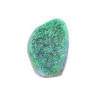 Natural Rare Brazilian Green Crystal and Amethyst Geode Minerals Raw Stone Crystal Cluster for Aura Healing, Wealth, and Home Decor(9 214g)
