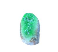 Natural Rare Brazilian Green Crystal and Amethyst Geode Minerals Raw Stone Crystal Cluster for Aura Healing, Wealth, and Home Decor(7 181g)