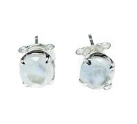 natural rare moonstone gemstone stud earring 6mm | made in 925 sterling silver,silver plated | round shape plated, faceted solitaire stud, minimlist style for unisex |LK_VSTD_0787
