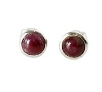 natural rare ruby gemstone stud earring 7.5mm | made in 925 sterling silver,silver plated | round shape plated, smooth solitaire stud, minimlist style for unisex |LK_VSTD_0849