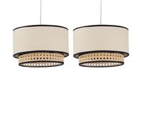 Natural Rattan Cane Two Tier Easy Fit Ceiling Light Shades, Pendant Lightshade, Diameter 25cm