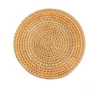 Natural Rattan Coasters Set Heat Resistant Placemats for Hot Pots Cups - Woven Straw Table Mats for Dining Room Decor Yellow 8cm(16cm)
