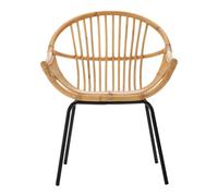 Natural Rattan Grey Metal Chair, Rustless Rattan Chair, Easy Cleaning Rattan Armchair