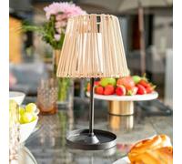 Natural Rattan Solar Table Top Lamp Outdoor Light Garden Lighting Candle