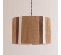 Natural Rattan Stripe Drum Shade Brown