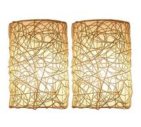 Natural Rattan Wall Lamp Handwoven Wicker Sconce Rustic Farmhouse Lighting Eco Friendly Rattan Wall Light Vintage Style E2 Base Fixture