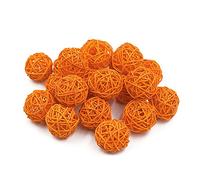 Natural Rattan Wicker Ball Wedding Christmas Party Hanging Decoration 5CM(Orange) Pack of 20