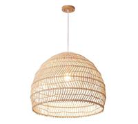 Natural Rattan Woven Lantern Chandelier Pendant Lamp Shade Bohemian Chic Home Decor Lighting Fixtures Modern Hanging Light for Kitchen Beige Finish(50cm)
