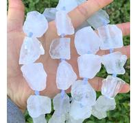 Natural Raw Clear Crystal White Quartz Nugget Rough Gems Stone 15 inch Chakras Healing Center Drilled Gemstone Beads GA-C1