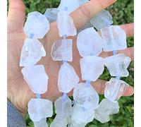 Natural Raw Clear Crystal White Quartz Nugget Rough Gems Stone 15 inch Chakras Healing Center Drilled Gemstone Beads GA-C1