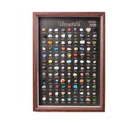 Natural Raw Crystals - 108pc Mineral Specimen Set in 12.5" Display Frame, Scientific Vein Collection Decor for Study Living Room, Educational Geology Gift for Kids Housewarming