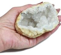 Natural Raw Mineral Stone for Crystal Therapy Meditation with Crystals (White Quartz GEODE AND WHITE CALCITE 8-10 CM META)