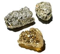 Natural Raw Pyrite Crystal Stone, Natural Rough Gemstone, Raw Crystal Specimens, 3 PCS Unpolished Healing & Manifestation Stones for Meditation, Chakra, Wealth Attracting, DIY Crafts & Home Decor