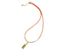 Natural Red Agate Hetian Jade Pearl Magnesite Jewelry Set, Handmade 17+4cm Bracelet & 42+4cm Necklace, Adjustable Gold Chain, Oriental Vintage for Women (necklace)