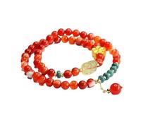 Natural Red Agate Multi Circle Hand String Lotus DIY Bracelet - Unique Jade Marrow Jewelry(Color12 6mm)