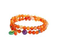 Natural Red Agate Multi Circle Hand String Lotus DIY Bracelet - Unique Jade Marrow Jewelry(Color7 6mm)