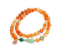 Natural Red Agate Multi Circle Hand String Lotus DIY Bracelet - Unique Jade Marrow Jewelry(Color8 6mm)