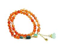 Natural Red Agate Multi Circle Hand String Lotus DIY Bracelet - Unique Jade Marrow Jewelry(Color9 6mm)