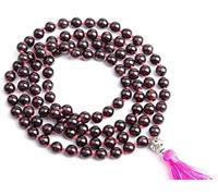 Natural Red Garnet Mala Prayer Beads Necklace/Bracelet Strand, One full strand, Round- 108 Mala Necklace | Gemstone Prayer Beads Mala Bracelet Ruby For Men & Woman Jewelry Making