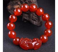 Natural Red Jade Stretch for Women - Agate Gemstone Stretch Beaded Birthstone - Great Gift for Her (Color : 14mm)