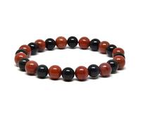 Natural Red Jasper & Black Onyx Bracelet - 8mm Beaded Crystal for Men Women | Handmade Stretch Bracelet, 7.5 Inch