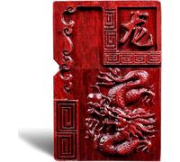 Natural Red Sandalwood Rosewood Carving Lighter，Replaceable for Zippo (Only Case), Compatible Insert Size 3.6cm * 1.2cm * 5cm，Lighter housing (Zodiac Dragon)